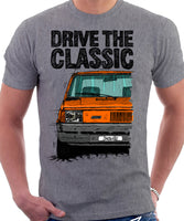 Drive The Classic Fiat Panda Early Model. T-shirt in Heather Grey Colour