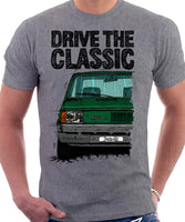 Drive The Classic Fiat Panda Early Model. T-shirt in Heather Grey Colour