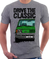 Drive The Classic Fiat Panda Early Model. T-shirt in Heather Grey Colour