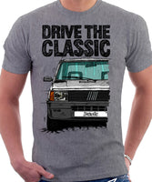 Drive The Classic Fiat Panda Late Model. T-shirt in Heather Grey Colour