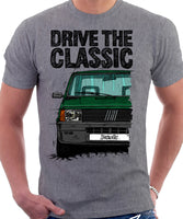 Drive The Classic Fiat Panda Late Model. T-shirt in Heather Grey Colour