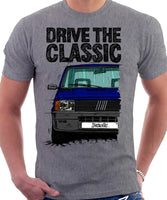 Drive The Classic Fiat Panda Late Model. T-shirt in Heather Grey Colour