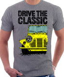 Drive The Classic Mini Moke Early Model. T-shirt in Heather Grey Colour