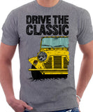 Drive The Classic Mini Moke Early Model. T-shirt in Heather Grey Colour