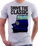 Drive The Classic Mini Moke Early Model. T-shirt in White Colour