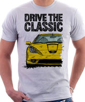 Drive The Classic Toyota Celica 7 Generation Prefacelift Model. T-shirt in White Colour