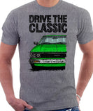 Drive The Classic Toyota Corolla KE70 Round Headlights. T-shirt in Heather Grey Colour