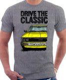 Drive The Classic Toyota Corolla KE70 Round Headlights. T-shirt in Heather Grey Colour