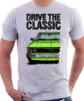 Drive The Classic Toyota Corolla KE70 Round Headlights. T-shirt in White Colour