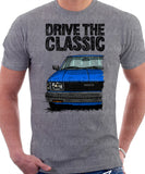 Drive The Classic Toyota Corolla KE70 Square Headlights Black Bumper. T-shirt in Heather Grey Colour