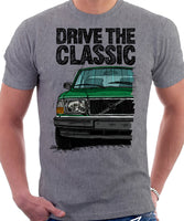 Drive The Classic Volvo 240 90s Model. T-shirt in Heather Grey Colour