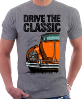 Drive The Classic VW Type 1 Beetle 60's Model . T-shirt in Heather Grey Colour