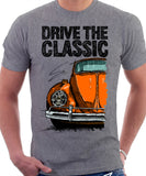 Drive The Classic VW Type 1 Beetle 60's Model . T-shirt in Heather Grey Colour