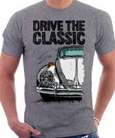 Drive The Classic VW Type 1 Beetle 60's Model . T-shirt in Heather Grey Colour