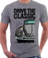 Drive The Classic VW Type 1 Beetle 60's Model . T-shirt in Heather Grey Colour