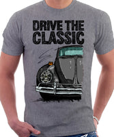 Drive The Classic VW Type 1 Beetle 60's Model . T-shirt in Heather Grey Colour