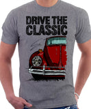 Drive The Classic VW Type 1 Beetle 60's Model . T-shirt in Heather Grey Colour