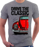 Drive The Classic VW Type 1 Beetle 60's Model . T-shirt in Heather Grey Colour