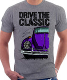 Drive The Classic VW Type 1 Beetle 60's Model . T-shirt in Heather Grey Colour