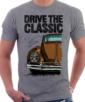 Drive The Classic VW Type 1 Beetle 60's Model . T-shirt in Heather Grey Colour