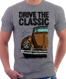 Drive The Classic VW Type 1 Beetle 60's Model . T-shirt in Heather Grey Colour