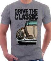 Drive The Classic VW Type 1 Beetle 60's Model . T-shirt in Heather Grey Colour