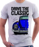 Drive The Classic VW Type 1 Beetle 60's Model . T-shirt in White Colour