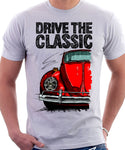 Drive The Classic VW Type 1 Beetle 60's Model . T-shirt in White Colour