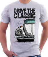 Drive The Classic VW Type 1 Beetle 60's Model . T-shirt in White Colour