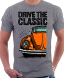 Drive The Classic VW Type 1 Beetle 70's Model . T-shirt in Heather Grey Colour