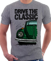 Drive The Classic VW Type 1 Beetle 70's Model . T-shirt in Heather Grey Colour