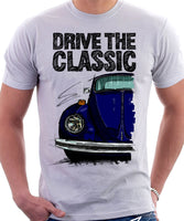 Drive The Classic VW Type 1 Beetle 70's Model . T-shirt in White Colour