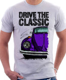 Drive The Classic VW Type 1 Beetle 70's Model . T-shirt in White Colour