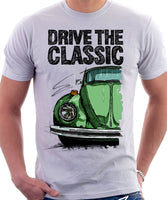 Drive The Classic VW Type 1 Beetle 70's Model . T-shirt in White Colour