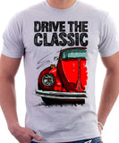 Drive The Classic VW Type 1 Beetle 70's Model . T-shirt in White Colour