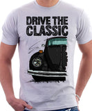 Drive The Classic VW Type 1 Beetle 70's Model . T-shirt in White Colour