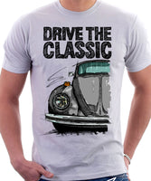 Drive The Classic VW Type 1 Beetle 70's Model . T-shirt in White Colour