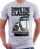 Drive The Classic VW Type 1 Beetle 70's Model . T-shirt in White Colour