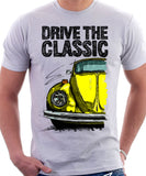 Drive The Classic VW Type 1 Beetle 70's Model . T-shirt in White Colour