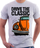 Drive The Classic VW Type 1 Beetle 70's Model . T-shirt in White Colour