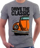 Drive The Classic VW Type 1 Beetle Latest Model . T-shirt in Heather Grey Colour