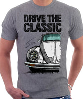 Drive The Classic VW Type 1 Beetle Latest Model . T-shirt in Heather Grey Colour