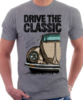 Drive The Classic VW Type 1 Beetle Latest Model . T-shirt in Heather Grey Colour