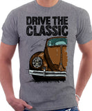 Drive The Classic VW Type 1 Beetle Early Model (Oval) . T-shirt in Heather Grey Colour