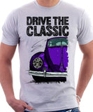 Drive The Classic VW Type 1 Beetle Early Model (Pretzel) . T-shirt in White Colour