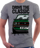 Drive The Classic VW Golf Mk1 GTI Late Model. T-shirt in Heather Grey Colour