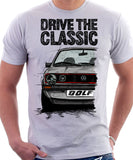 Drive The Classic VW Golf Mk1 GTI Late Model. T-shirt in White Colour