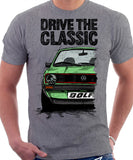 Drive The Classic VW Golf Mk1 GTI Early Model. T-shirt in Heather Grey Colour