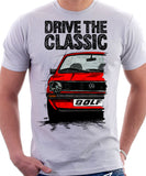 Drive The Classic VW Golf Mk1 Late Model. T-shirt in White Colour