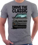 Drive The Classic VW Golf Mk3 Black Bumper. T-shirt in Heather Grey Color.